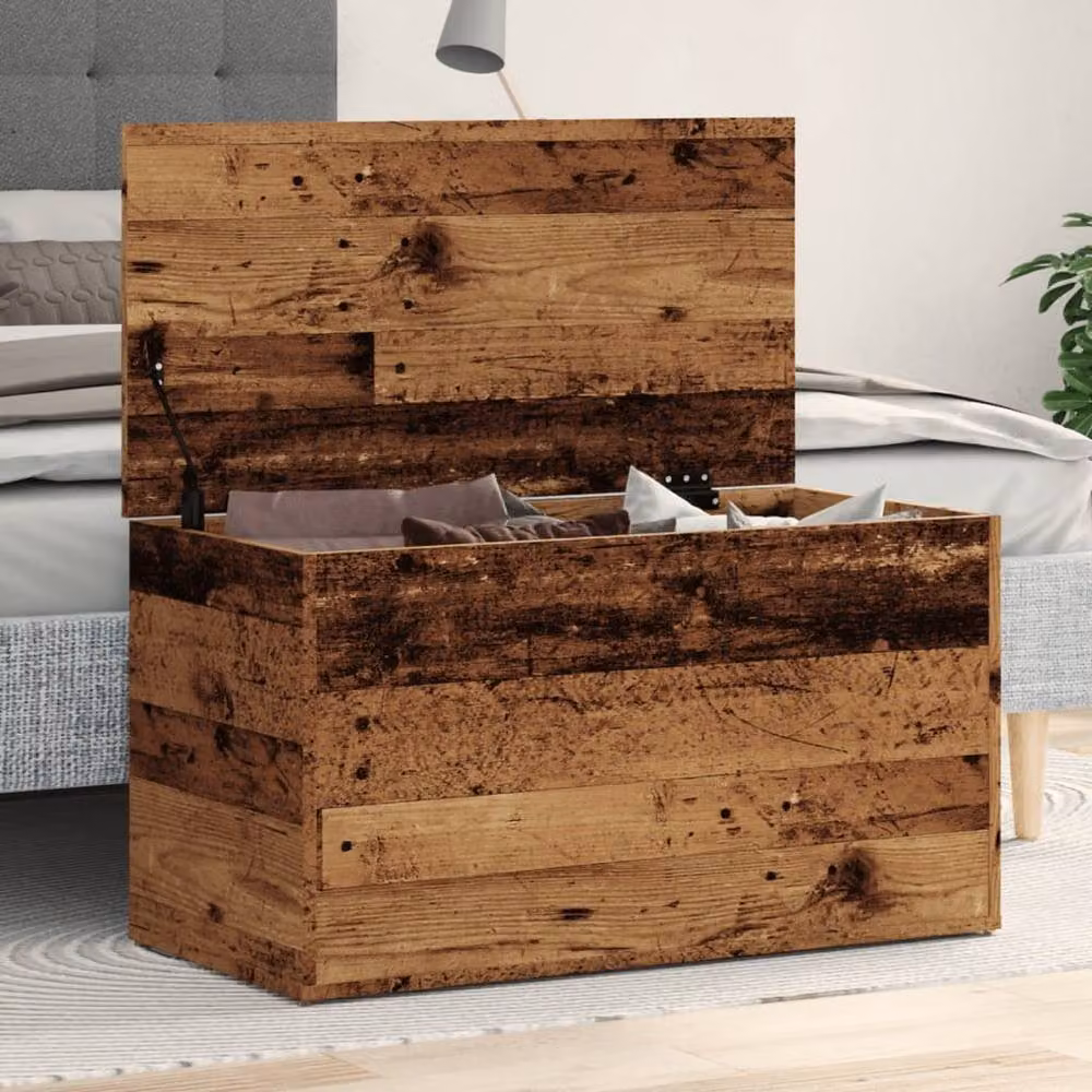 Berkfield Home Storage Chest in Brown Old Wood, W/D/H: 84 x 42 x 46 cm – 2