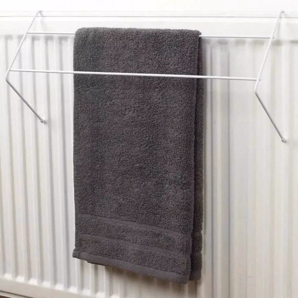 VOGREX 3-Piece 2-Bar Compact Radiator Towel Airer in White Metal – 3