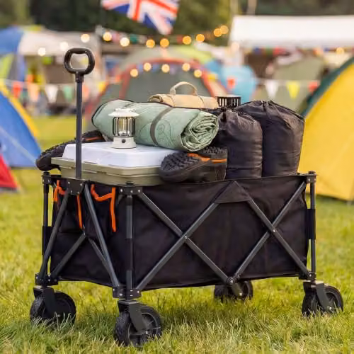 VonHaus Festival Cart on Wheels - Foldable Portable 120L Garden Trolley in Grey and Black – 6