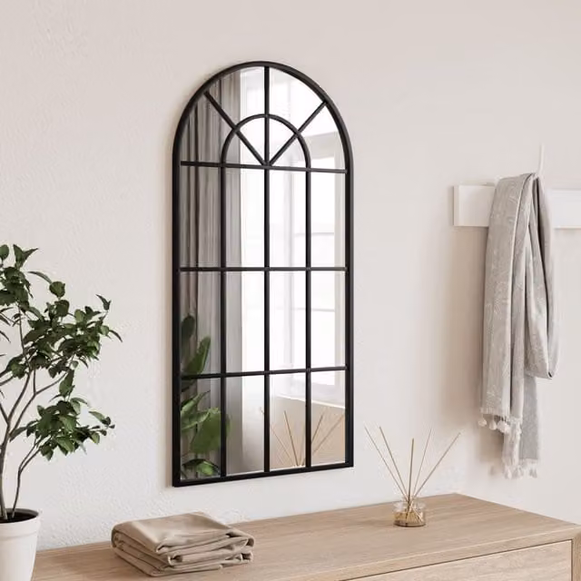 Berkfield Home Minimalist Arch Wall Mirror in Black, W: 40 cm, H: 80 cm – 1
