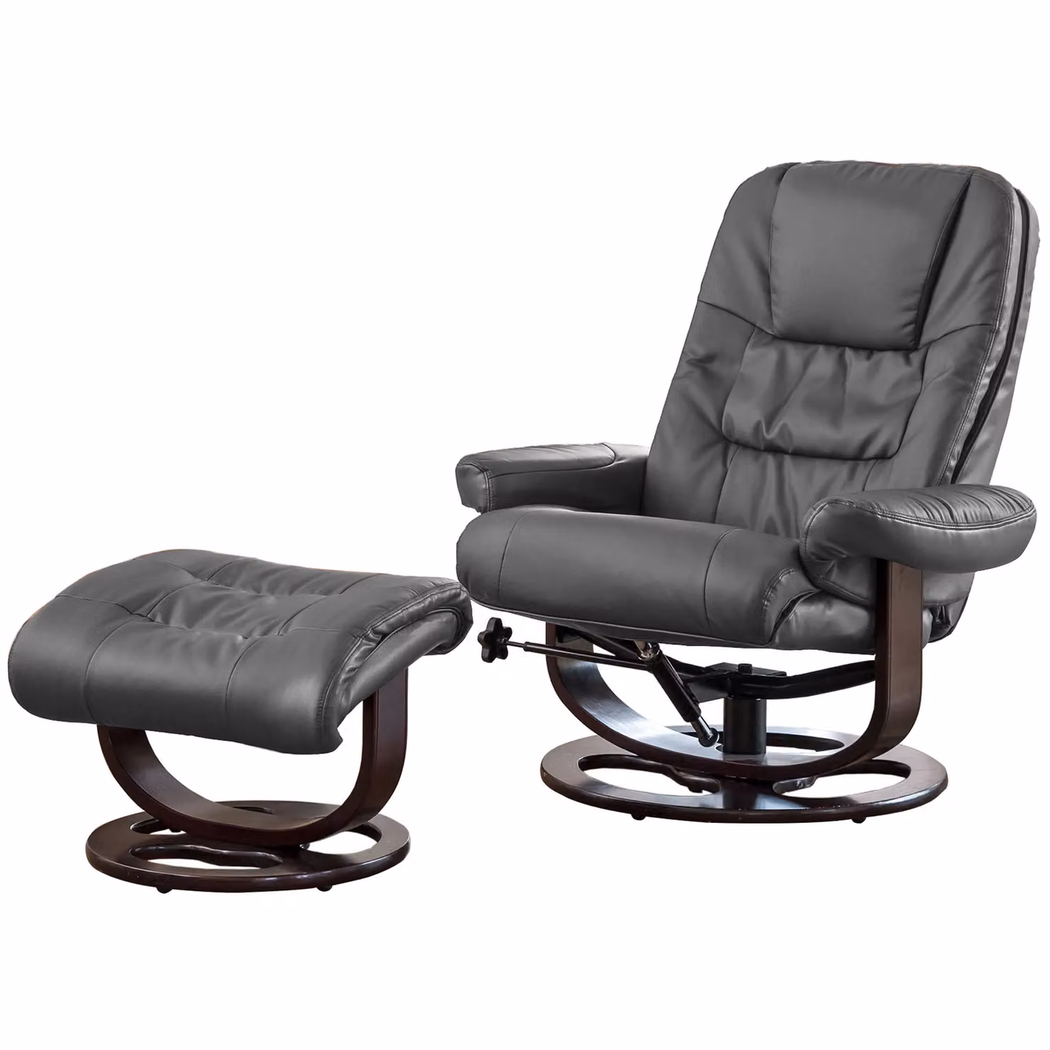 Artemis Home Burdell Grey Bonded Leather Swivel Recliner with Massage, Heat and Footstool, Width: 88 cm – 3
