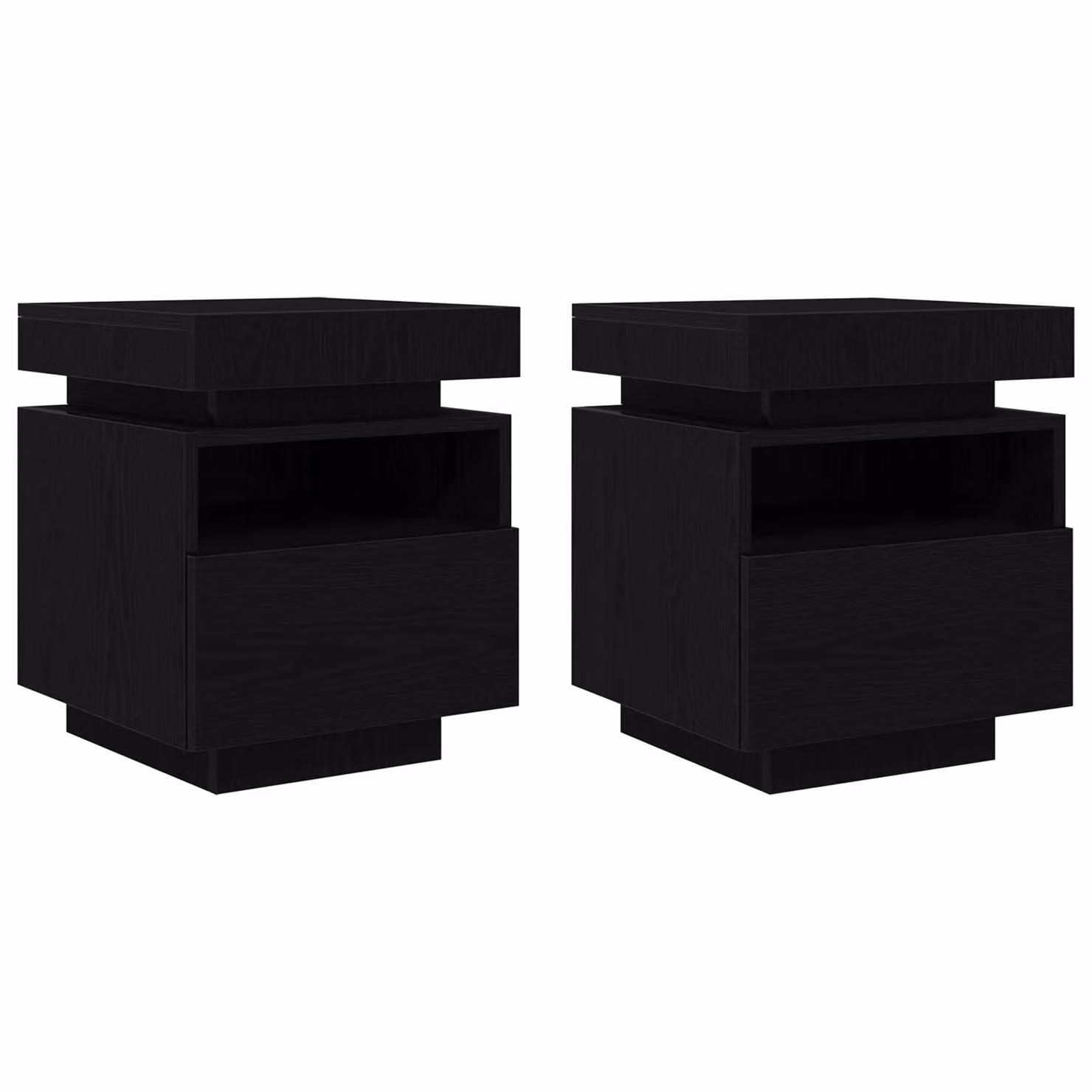 Berkfield Home Set of 2 Black Oak Bedside Cabinets with Integrated LED Lights, W: 40 cm, D: 39 cm, H: 48.5 cm – 4