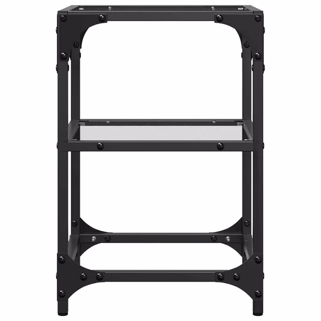 Berkfield Home Set of 2 Square Coffee Tables with Transparent Glass Tops and Black Steel Frames, W/D/H: 30 x 30 x 45 cm – 3
