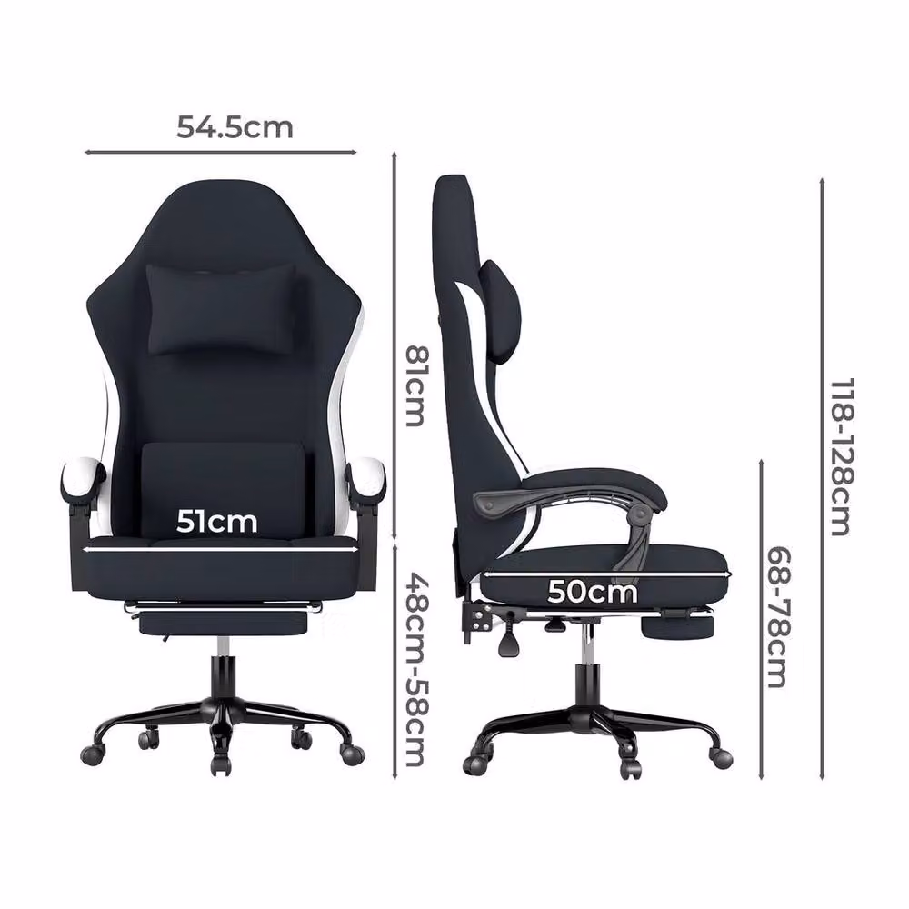 Kelvenix Black Fabric Gaming and Office Chair with Headrest and Armrests – 2