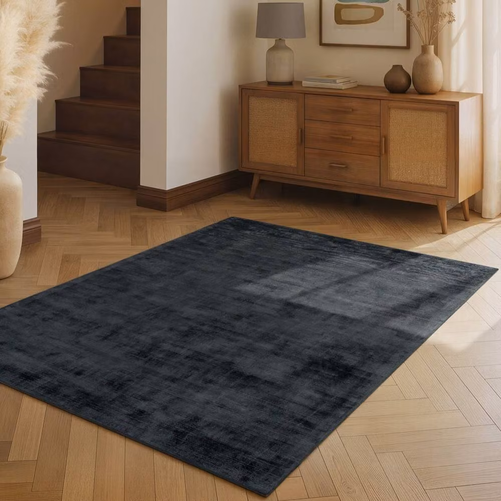 Vikosa Jane Soft Plain Viscose Rug in Black, W: 160 cm, L: 230 cm – 2