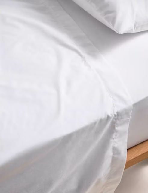M&S Body Sensor Breathable Cooling Cotton Flat Sheet, White, W/D/H: 90 x 190 cm