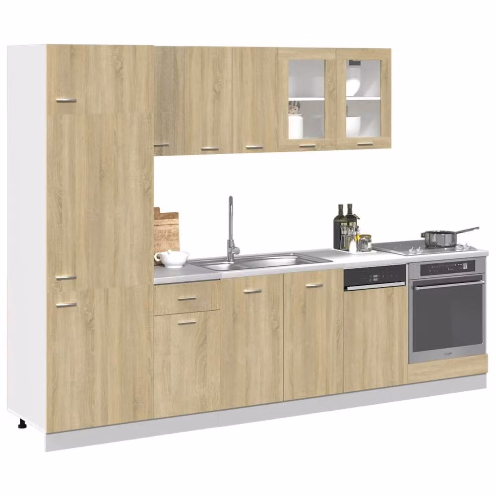 Berkfield Home Lyon 8 Piece Kitchen Cabinet Set in Sonoma Oak Brown – 2
