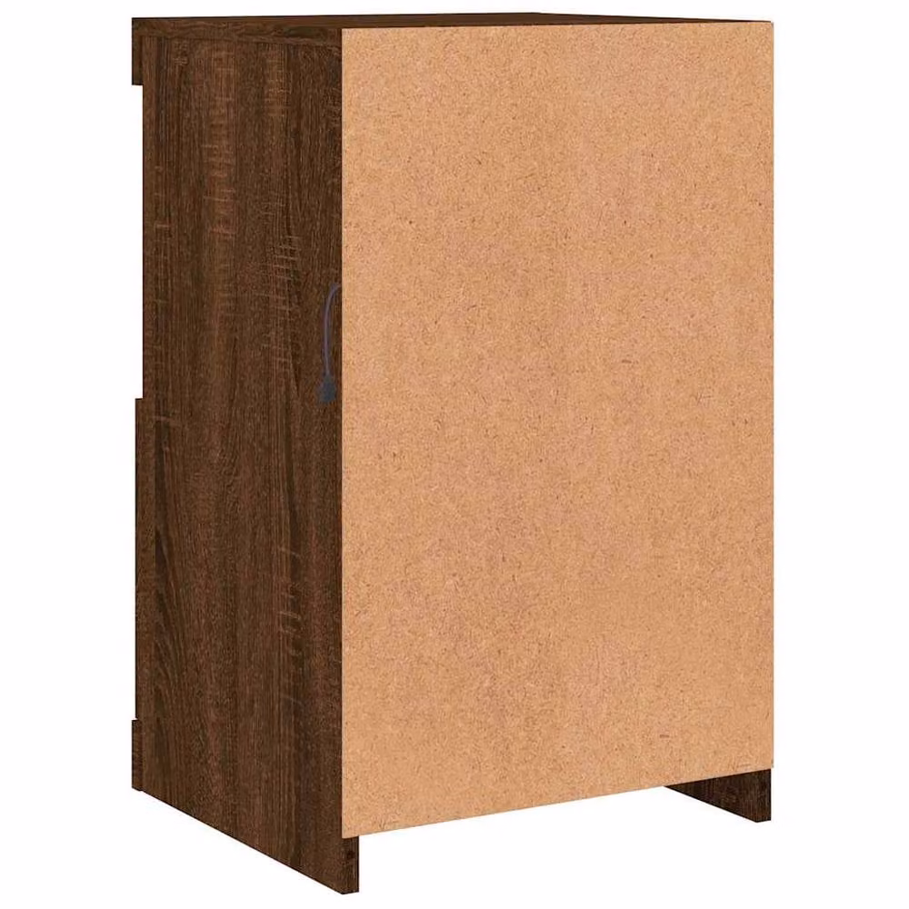 Berkfield Home Modern Side Cabinet in Brown Oak with Glass Doors and Integrated LED Lighting, W/D/H: 67.0 x 37.0 x 41.0 cm – 5