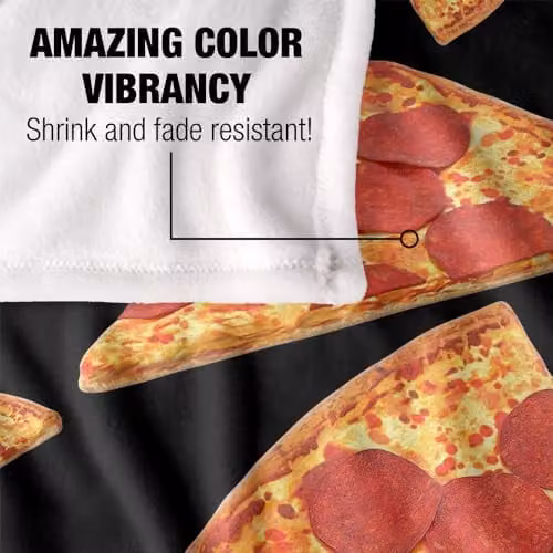 JQ Licensing James Piazza Pizza Pattern Super Soft Fleece Throw Blanket, White, W: 152 cm, D: 127 cm – 3