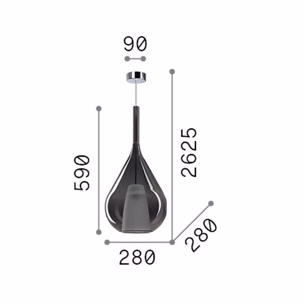 Netlighting Kalique Teardrop Dome Pendant Ceiling Light in Grey Smoke with E27 Socket, Diameter: 28 cm – 2