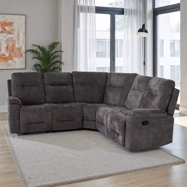Seconique Guildford L-Shape Corner Sofa in Grey Fabric
