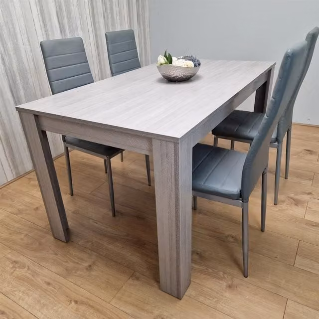 Kosy Koala Modern Dining Room Furniture Set with Rectangular Brown Table and 4 Grey Chairs