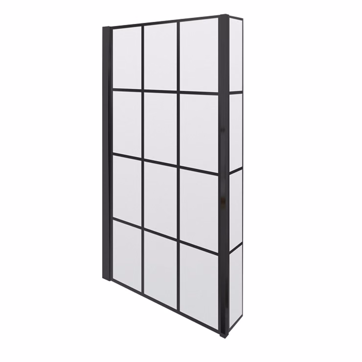 Royal Bathrooms Square Matt Black Framed Bath Screen with Fixed Return Panel, Clear 6mm Glass, H x W: 143.0 x 79.5 cm