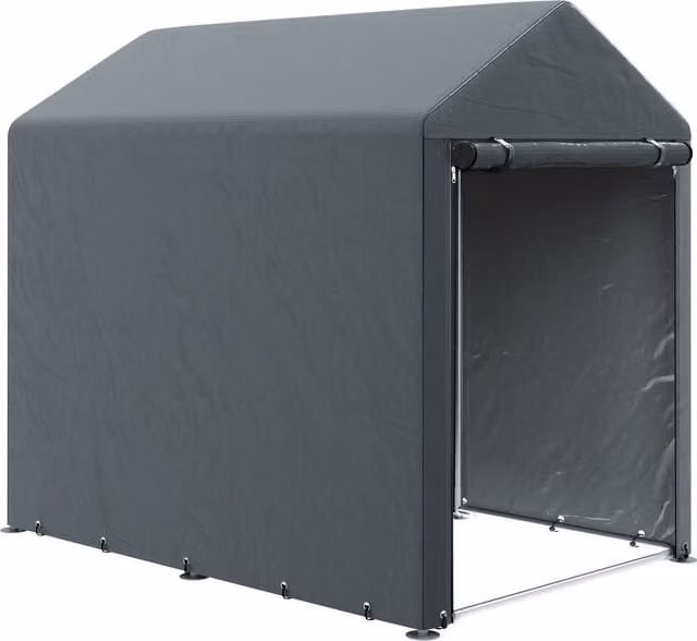 Outsunny Grey Garden Storage Shed Tent with Single Roll-up Door and Galvanised Steel Frame, W/D/H: 120 x 120 x 165 cm – 1