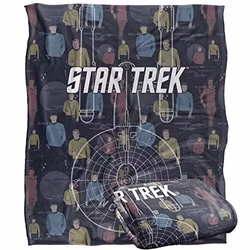 Trevco Star Trek Enterprise Crew Super Soft Fleece Throw Blanket, White, W/D/H: 152 x 127 cm