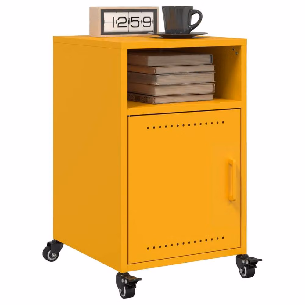 Berkfield Home Set of 2 Mustard Yellow Metal Bedside Cabinets, W/D/H: 36 x 39 x 59 cm – 2