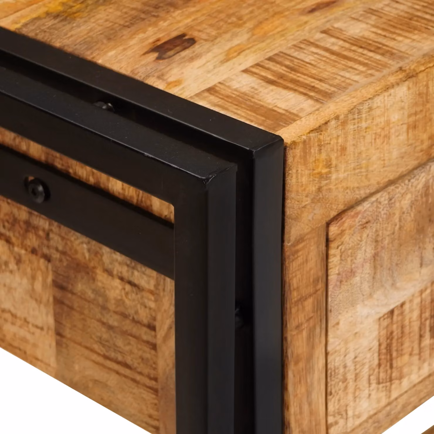 Berkfield Home Set of 2 Rustic Brown Solid Mango Wood Console Tables with Drawer and Shelf – 4
