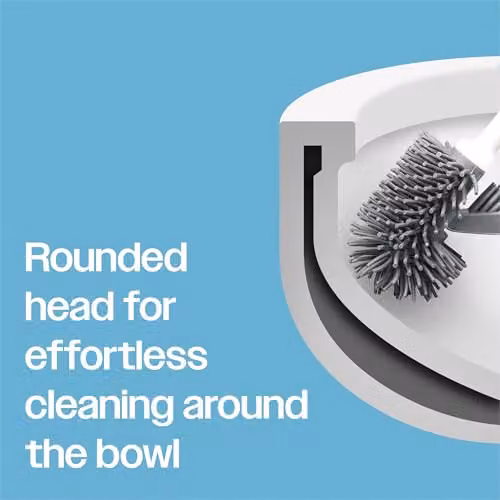 mysmartbuy Silicone Toilet Brush and Holder in White and Grey with Freestanding Base, H 40.5 x W 13.5 x D 9.0 cm – 2