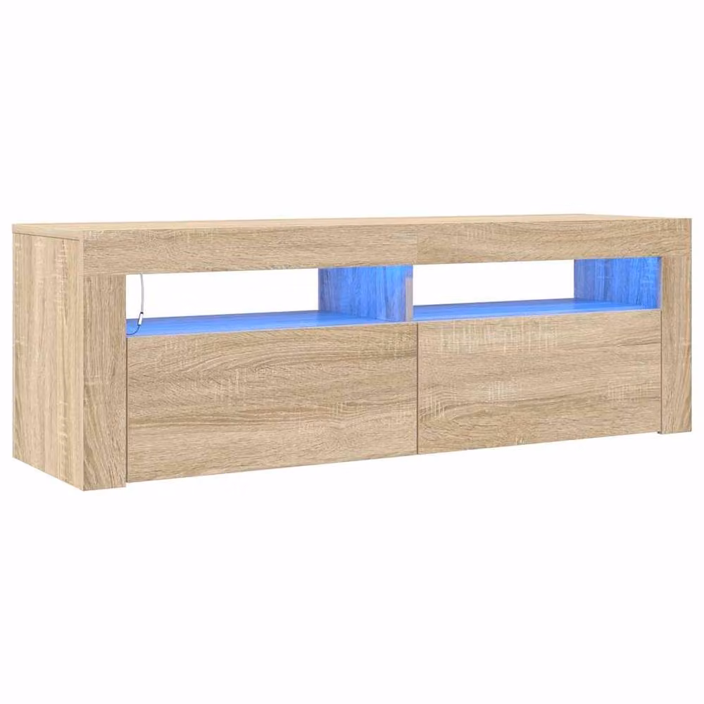 Berkfield Home TV Cabinet with LED Lights in Sonoma Oak Natural, W/D/H: 120 x 35 x 40 cm – 2