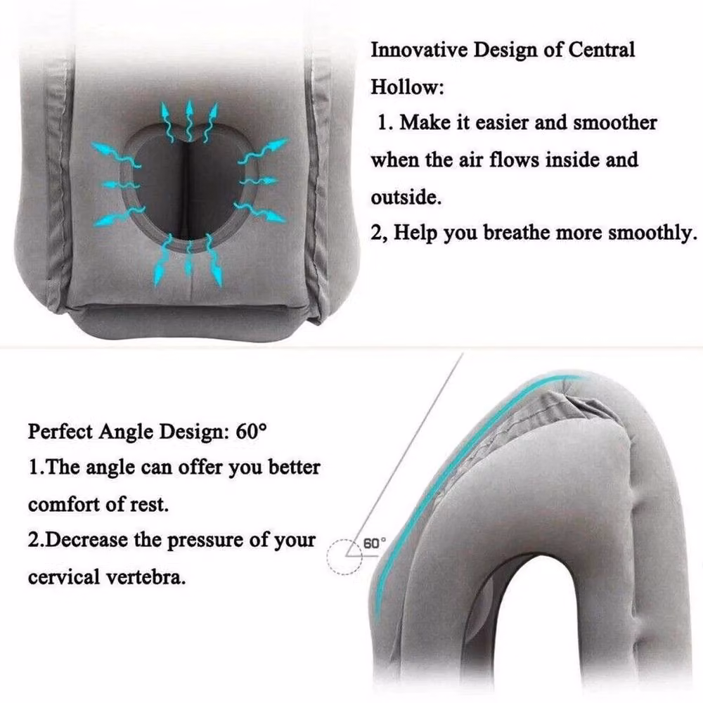 FLAVORA Grey Inflatable Travel Neck and Shoulder Support Pillow – 4