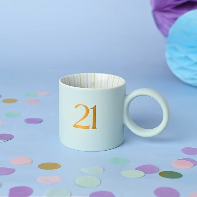Widdop and Co 21st Birthday Blue and Gold Ceramic Tea and Coffee Mug – 1