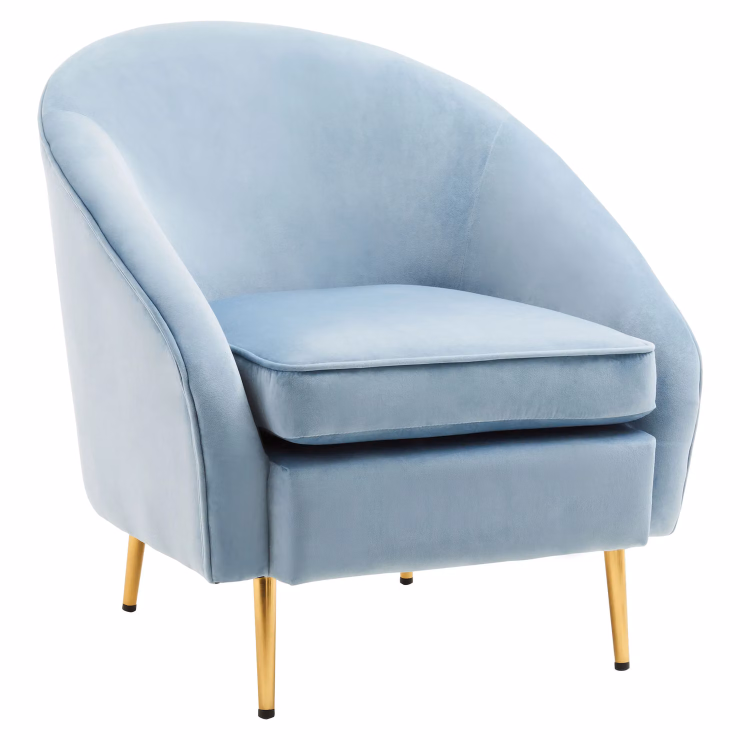 Orsina Blue Velvet Tub Armchair with Gold Metal Frame – 3