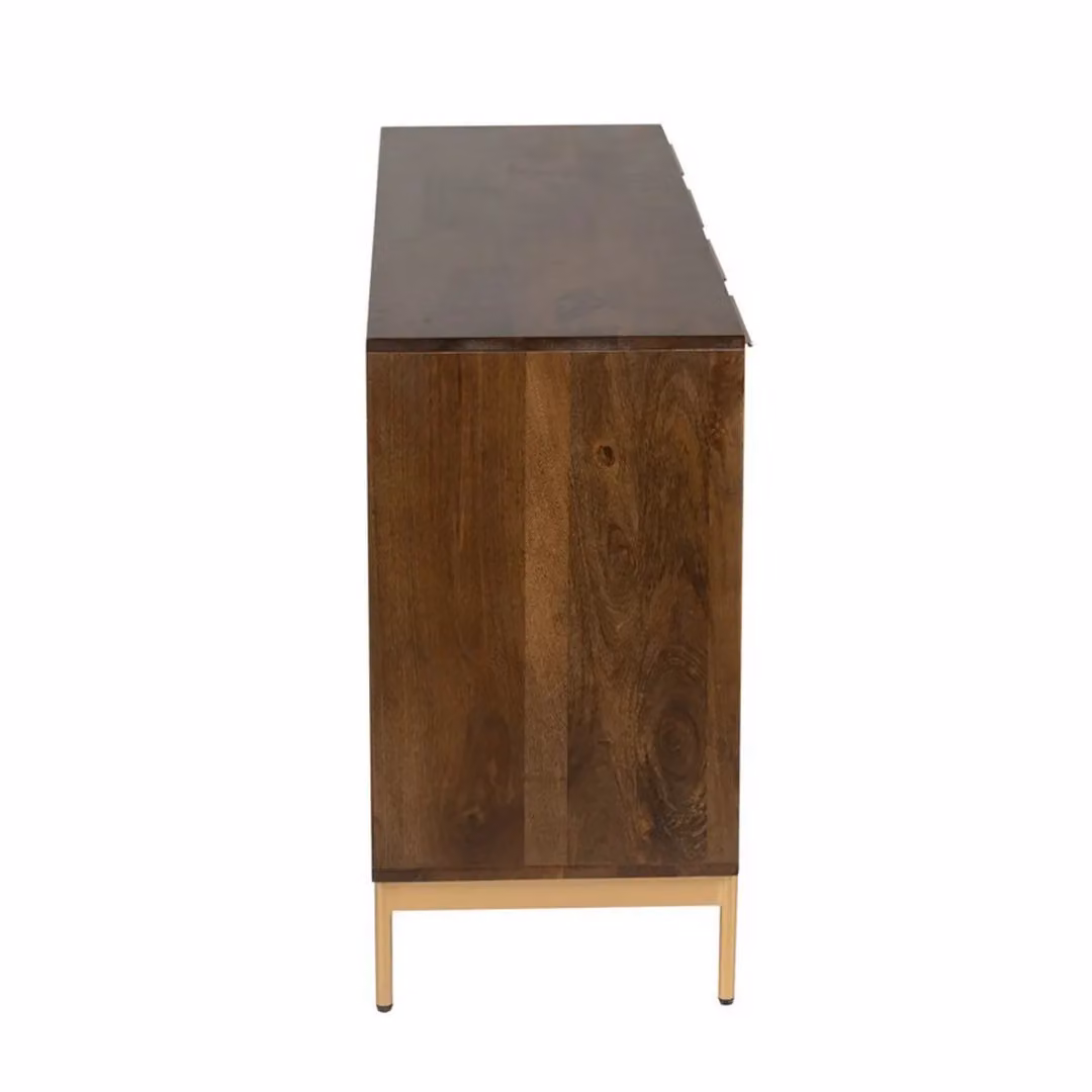 Jaipur Furniture Ltd Zaine Carving 4 Door Mango Wood Sideboard in Brown, W138 x D40 x H76 cm – 3
