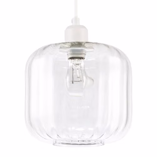Happy Homewares Contemporary Square Glass Pendant Ceiling Light Shade in Transparent, W/D/H: 20 x 20 x 20 cm
