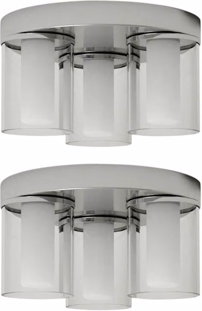 First Choice Lighting Wren Set of 2 Chrome Bathroom Flush Ceiling Lights with Silver Glass Shades – 1