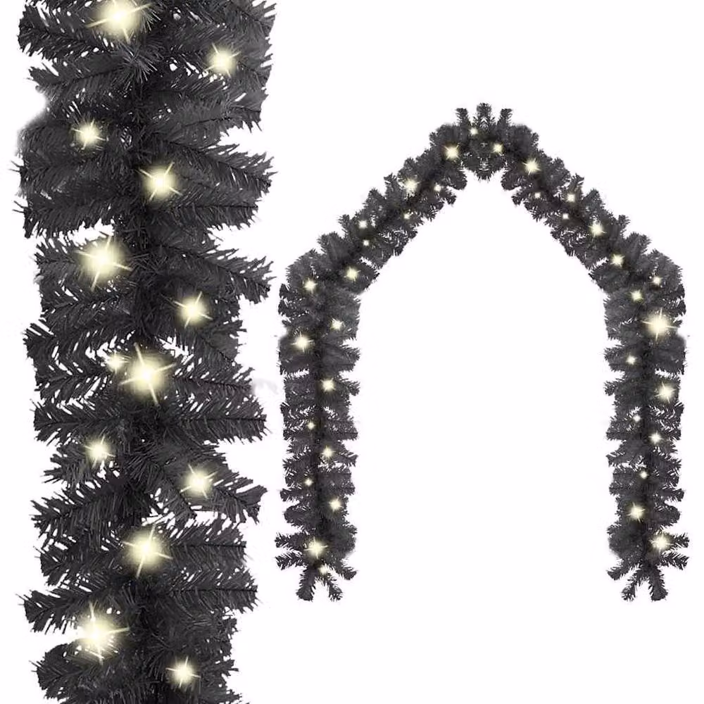 Berkfield Home Christmas Garland with Warm White LED Lights, 20 m, Black – 2