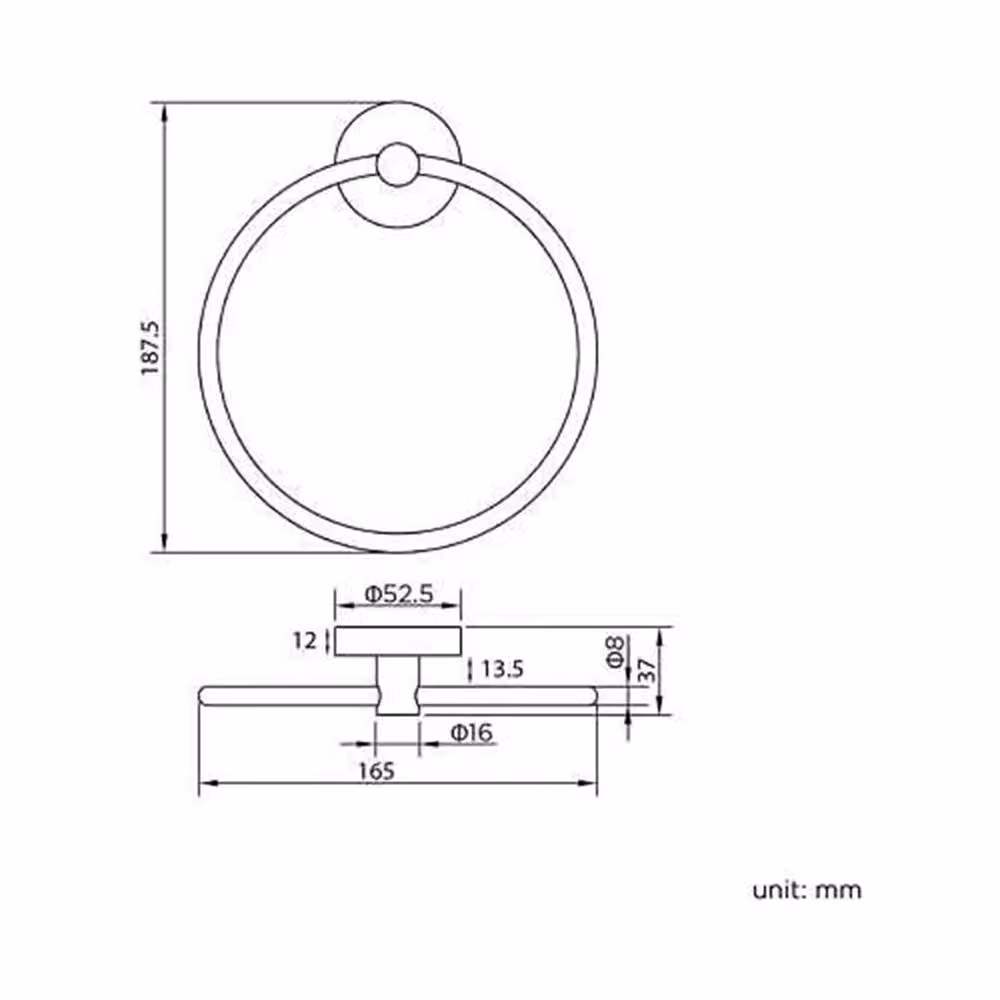Havendro Wall Mounted Round Towel Ring Holder in Silver, W: 18.7 cm, H: 16.5 cm, D: 3.7 cm – 2