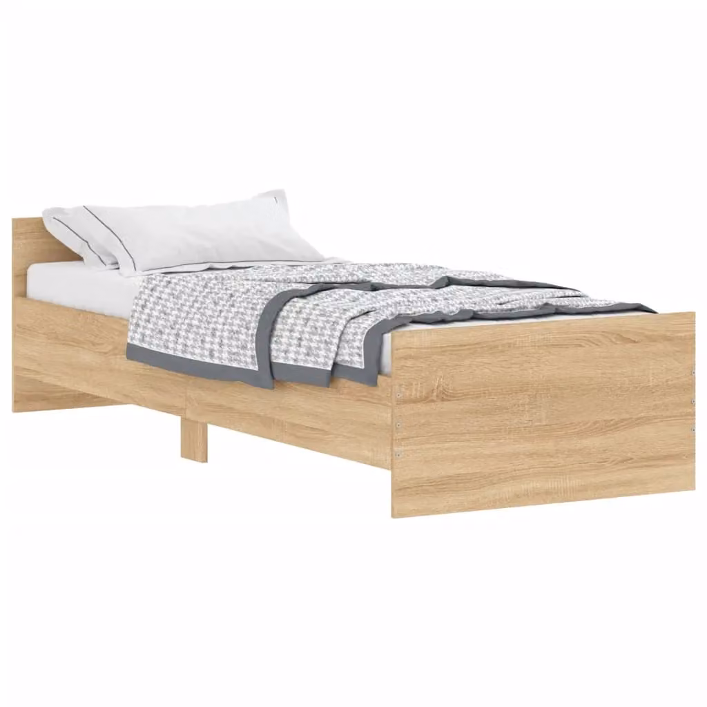 Berkfield Home Sonoma Oak Small Single Bed Frame in Brown, W/D/H: 75 x 190 cm – 2