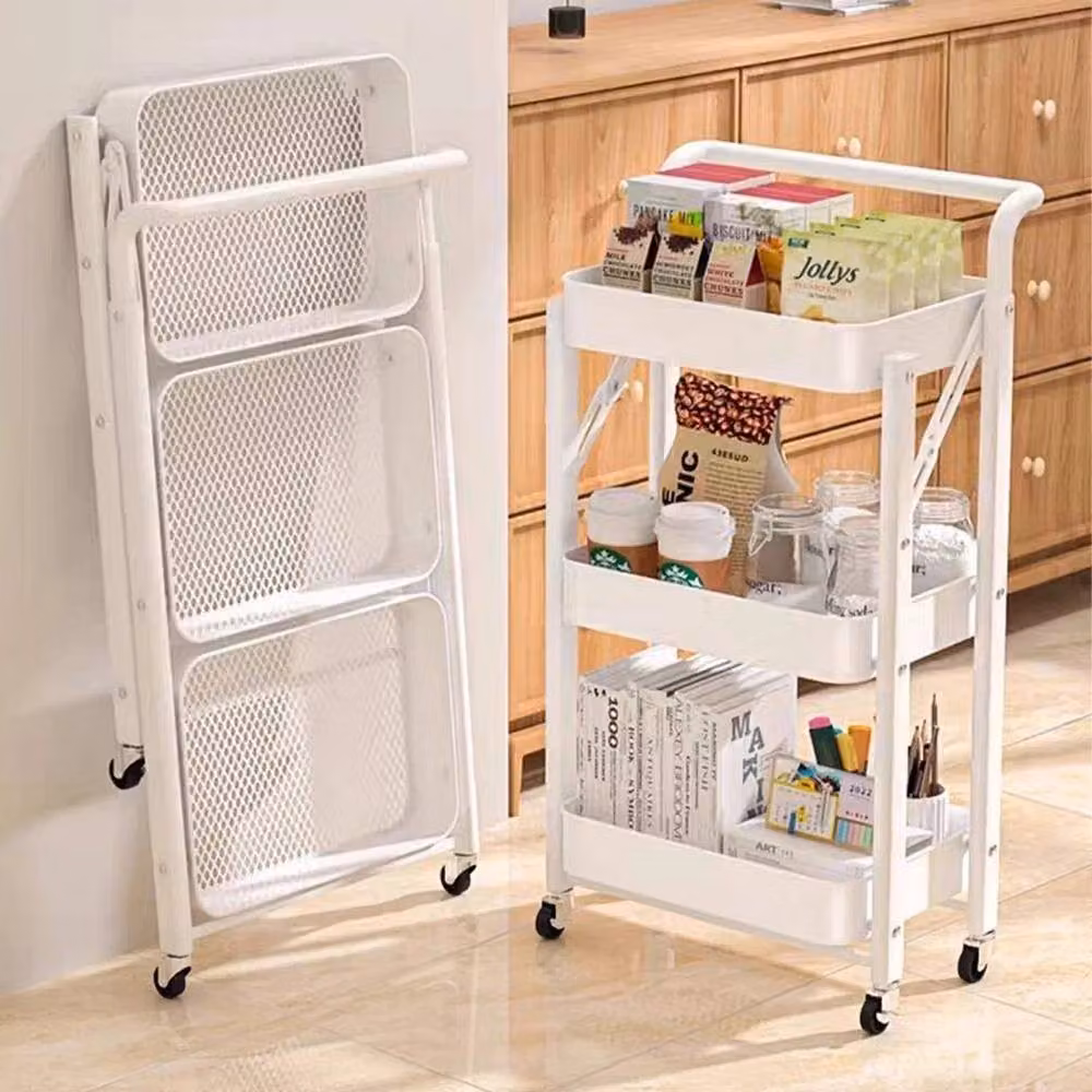 EONLION White 3 Tier Metal Folding Trolley Cart Storage Rack – 2
