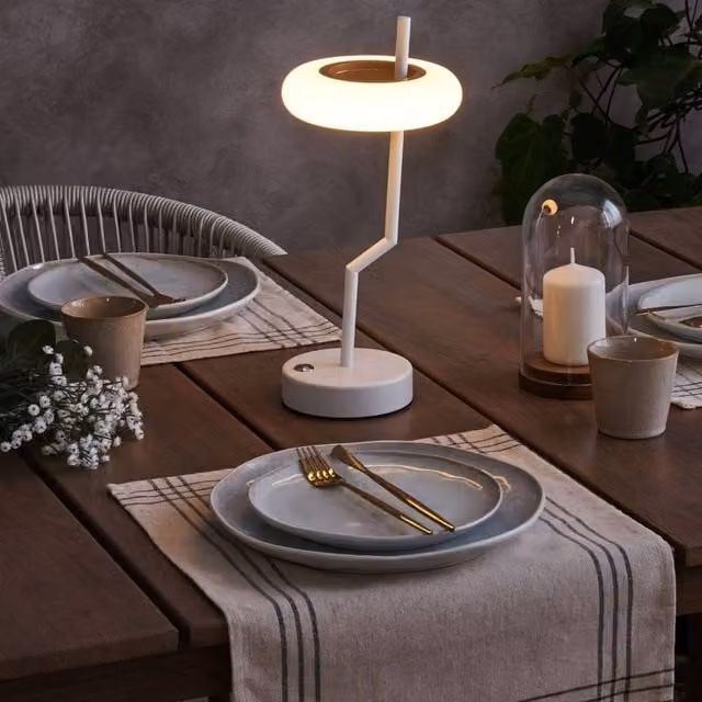 Wyld and Coco Wireless Table Lamp in White with Touch Dimmer and 3 Colour Temperatures
