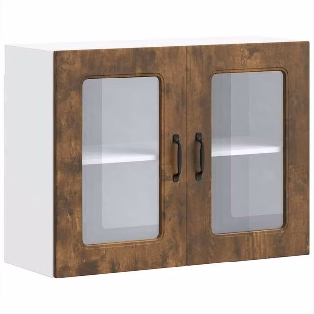 Berkfield Home Kalmar Wall Mounted Kitchen Cabinet with Glass Door in Smoked Oak Brown – 1