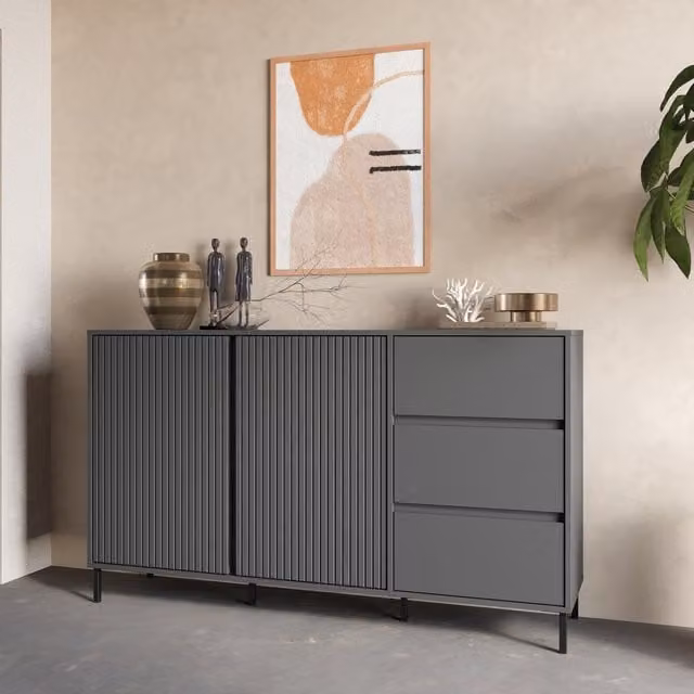 Furniture To Go Avenale Sideboard with 2 Doors and 3 Drawers in Matt Anthracite Grey
