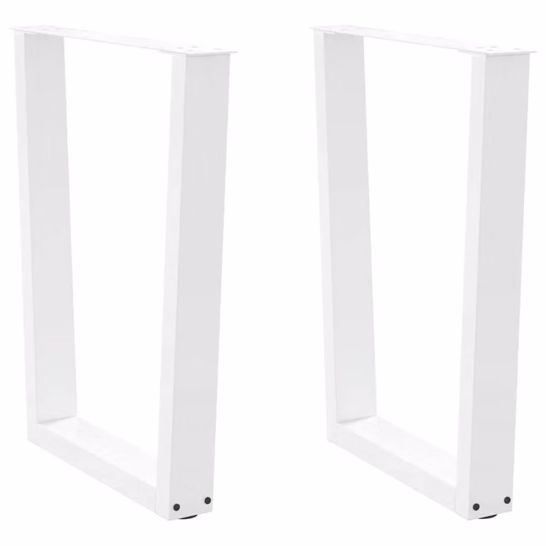 Berkfield Home V-Shape Dining Table Legs, 2 Pieces, White Steel, H: 72-73.3 cm x W: 60 cm