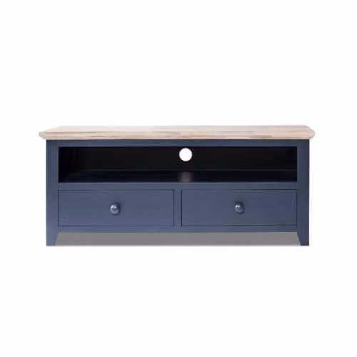 Statement Furniture Florence TV Unit Stand in Navy Blue with 2 Drawers and Shelf, W/D/H: 120 x 45 x 50 cm