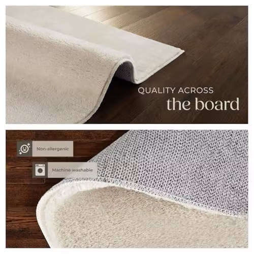 tectake Zonelle Fluffy Rug in Beige, Allergy-Friendly and Washable Short-Pile Polyester Carpet, W: 80 cm, L: 150 cm – 5