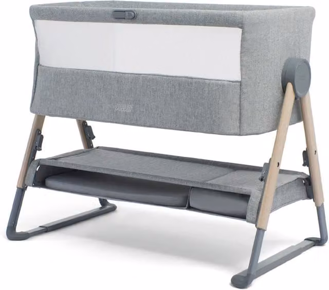 Mamas & Papas Lua Modern Bedside Crib with Drop Side in Grey