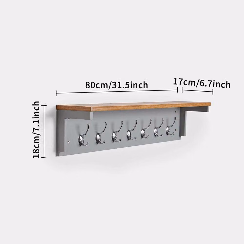 Kelvenix Wall Mounted Coat Rack with Shelf and 7 Double Hooks, Grey – 2