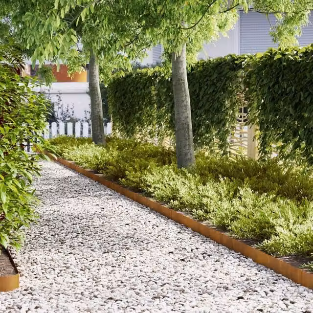 Berkfield Home Lawn Edgings, 50 Pieces, Brown Weathering Steel, W: 100 cm, H: 15 cm, D: 0.5 cm – 1