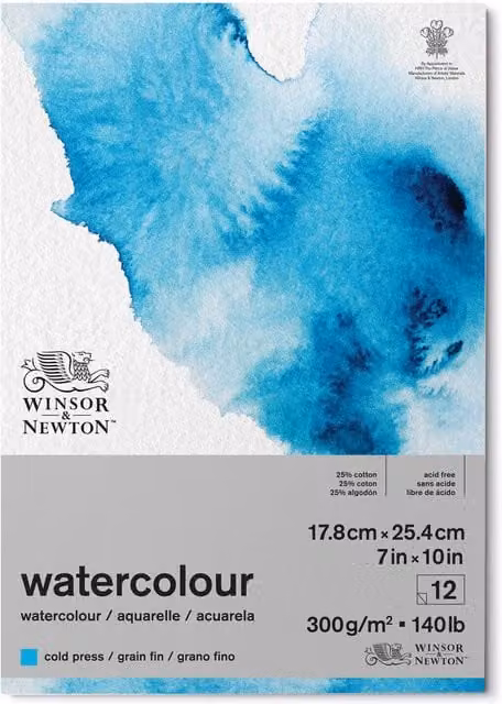 Winsor & Newton Professional Watercolour Cold Press Paper Pad, Blue, W: 17.8 cm, H: 25.4 cm