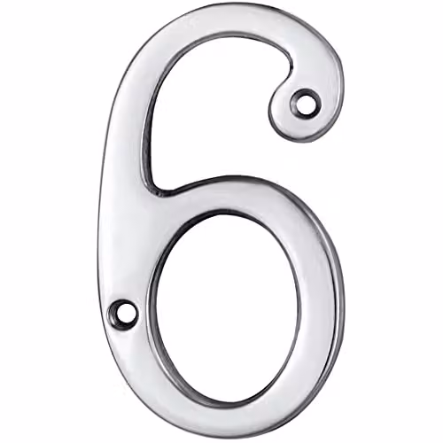Loops Polished Chrome Silver House Numeral Plaque, Height: 75 mm, Depth: 4.2 mm
