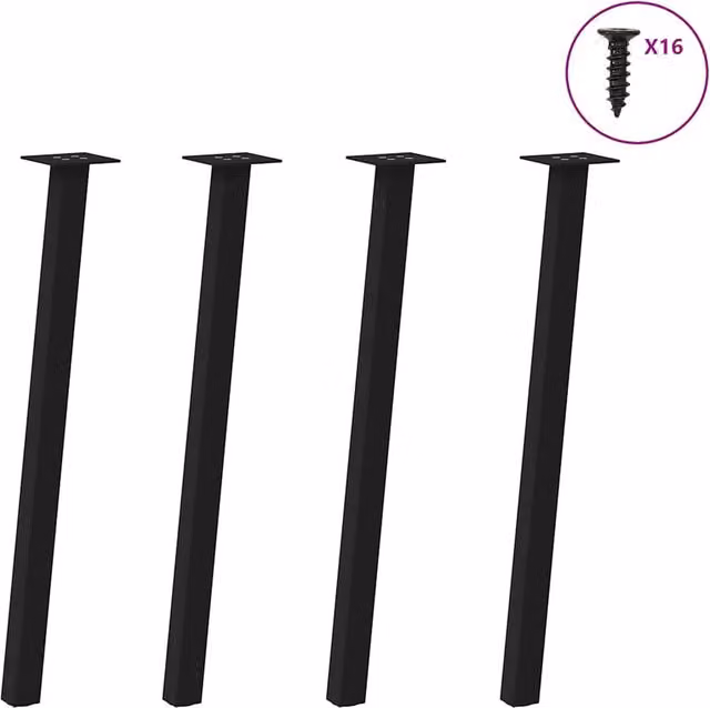 Berkfield Home Steel Coffee Table Legs, 4 Pieces, Black, Height: 72 cm