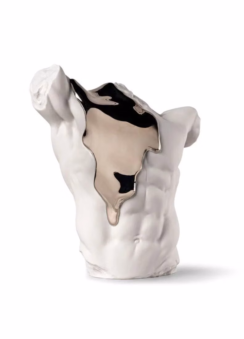 Lladró Eternal Fluidity Male Porcelain Sculpture in Silver and White
