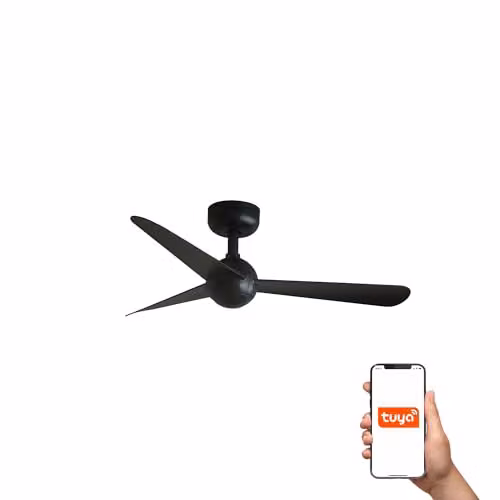 Netlighting Sfera Small 3 Blade Ceiling Fan in Matt Black with Tuya Smart App Control