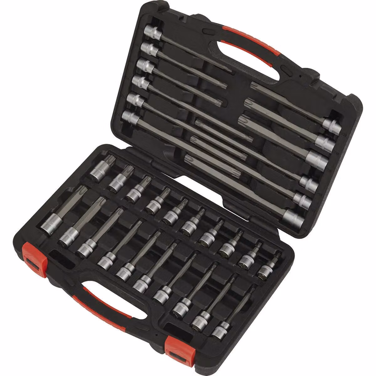 Loops 32 Piece TRX Star Bit Set, 3/8 Inch Square Drive, 200mm Long, S2 Steel, Silver – 3
