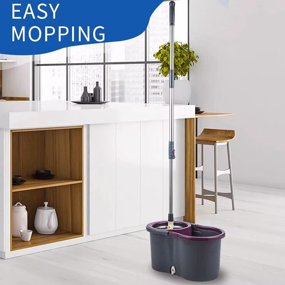 Nordara Grey 360 Degree Spin Mop Bucket Set with 4 Microfibre Heads and Telescopic Handle – 4