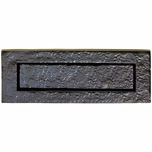 Loops Traditional Sprung Letterbox Plate in Black Antique Finish